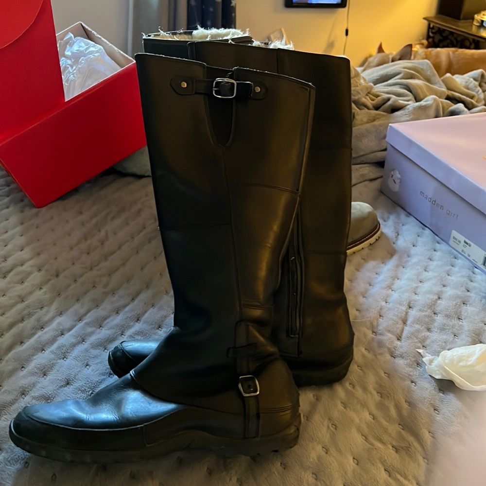 North face black leather 8.5 boots